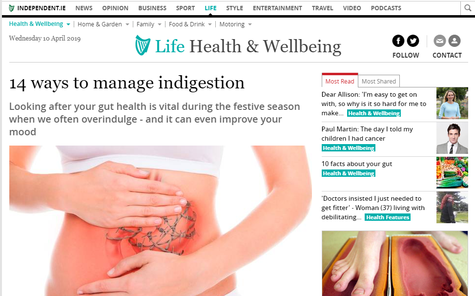 GASTROLIFE FEATURED IN IRISH INDEPENDENT ARTICLE